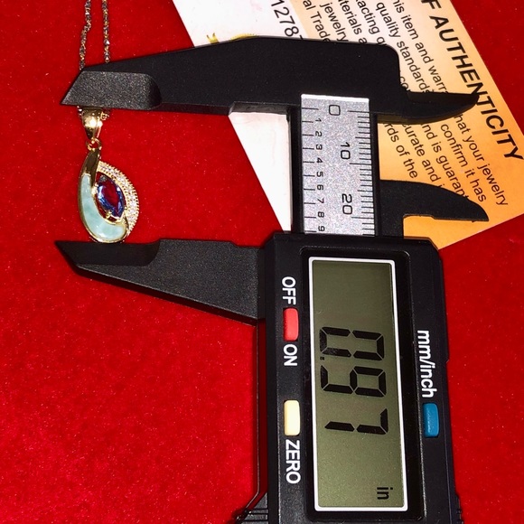 Natural Tanzanite w/ Natural Larimar beautiful Turkish 14k gold vermeil pendant - Picture 4 of 11